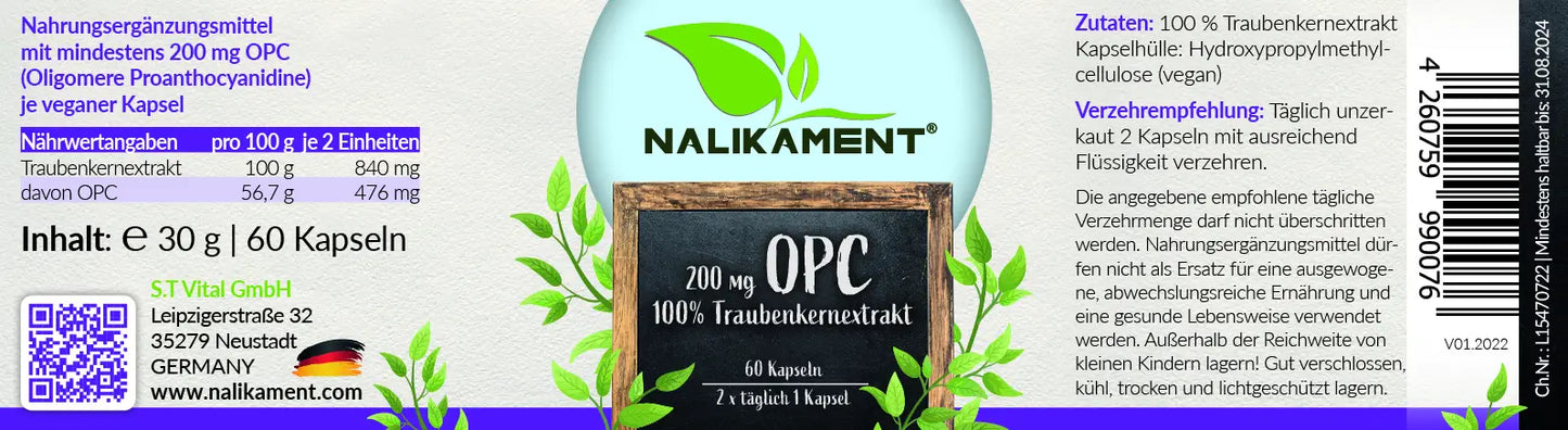 Dieses Nahrungsergänzungsmittel mit OPC von Nalikament unterstützt Ihre Hautgesundheit und beugt Schäden durch freie Radikale vor, damit Sie sich strahlend und gesund fühlen können - und vieles mehr!