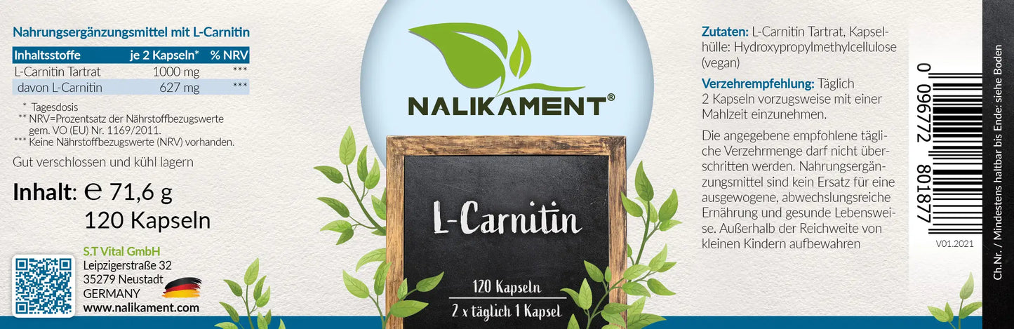 Ein Nahrungsergänzungsmittel mit L-Carnitin von Nalikament, das Ihren Energiestoffwechsel verbessert und Ihnen hilft, Ihre sportlichen Ziele zu erreichen - und noch viele weitere Dinge!