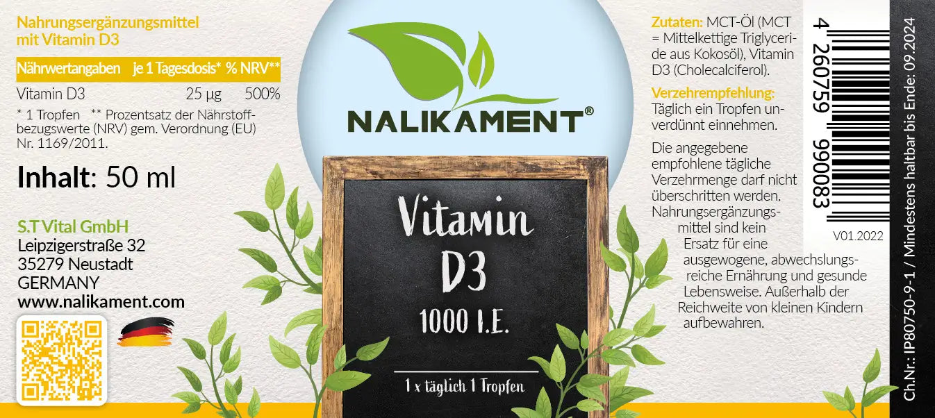 Ein Nahrungsergänzungsmittel mit Vitamin D3 von Nalikament, das die Gesundheit Ihrer Knochen unterstützt und Ihnen hilft, sich energiegeladen und vital zu fühlen - und nch vieles mehr!